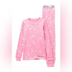💫 GUC girls Calvin Klein pink star pajama set size 12
